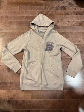 Daytrip Taupe Light Gray Women’s Hoodie Zip-up with Rhinestones